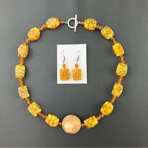 Millefiori Glass Bead & Crystal Necklace Set